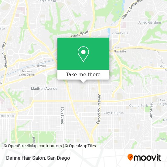 How to get to Define Hair Salon in San Diego by Bus or Cable Car?