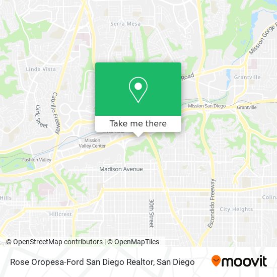 Mapa de Rose Oropesa-Ford San Diego Realtor