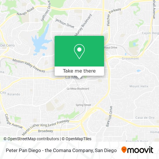 Peter Pan Diego - the Comana Company map