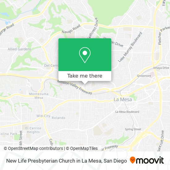 New Life Presbyterian Church in La Mesa map