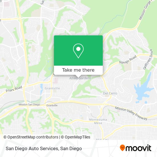 San Diego Auto Services map