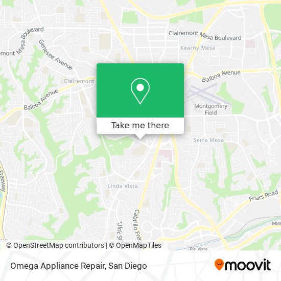 Omega Appliance Repair map