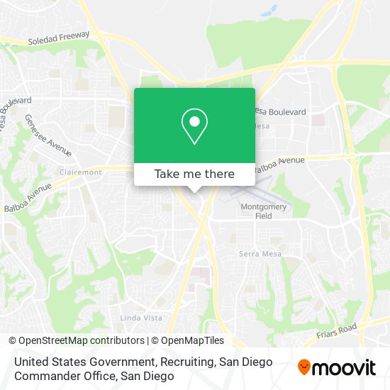 Mapa de United States Government, Recruiting, San Diego Commander Office