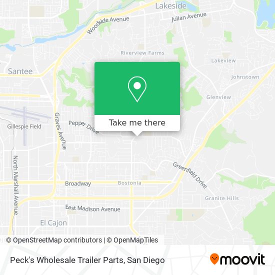 Peck's Wholesale Trailer Parts map