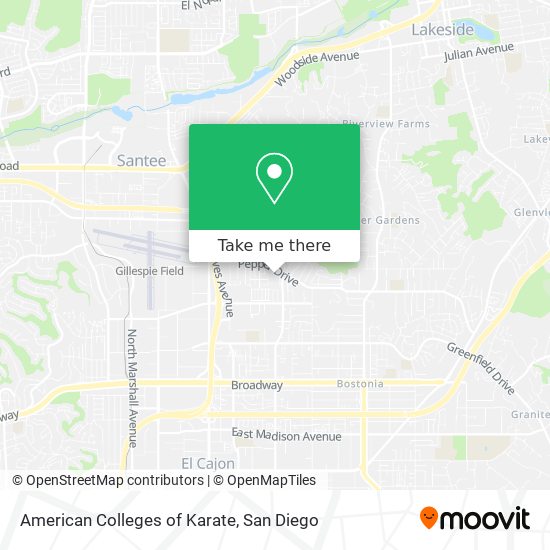 American Colleges of Karate map