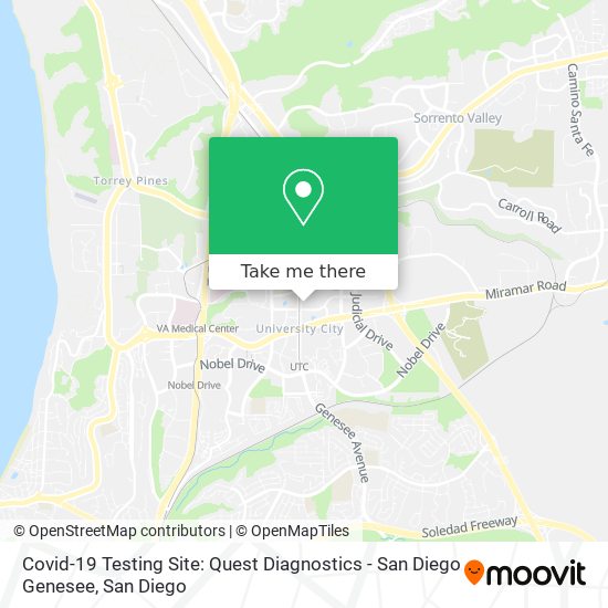 Covid-19 Testing Site: Quest Diagnostics - San Diego Genesee map