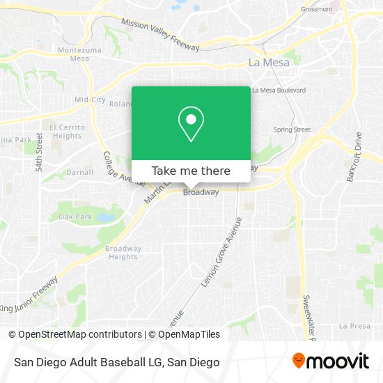 San Diego Adult Baseball LG map