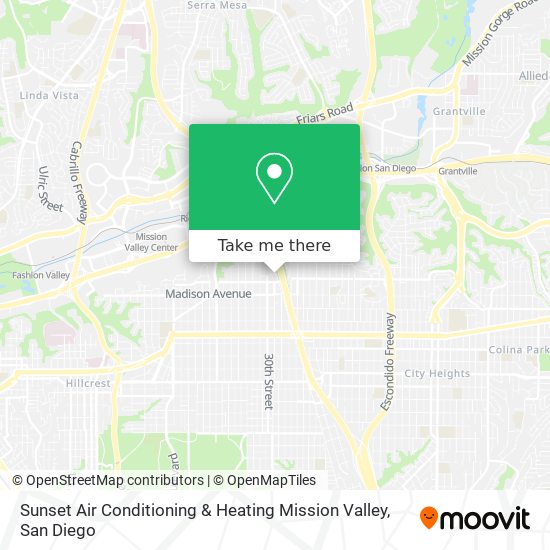 Mapa de Sunset Air Conditioning & Heating Mission Valley