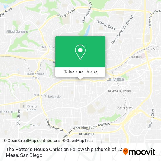 Mapa de The Potter's House Christian Fellowship Church of La Mesa
