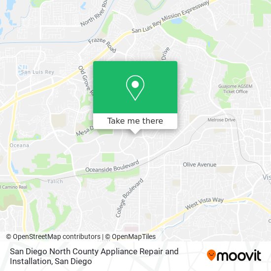 San Diego North County Appliance Repair and Installation map