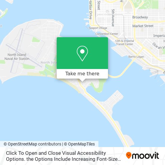 Mapa de Click To Open and Close Visual Accessibility Options. the Options Include Increasing Font-Size and