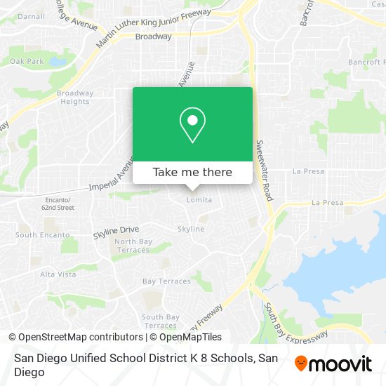 Mapa de San Diego Unified School District K 8 Schools