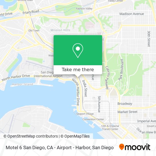 Motel 6 San Diego, CA - Airport - Harbor map