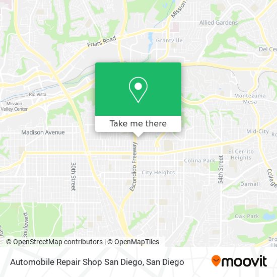 Automobile Repair Shop San Diego map