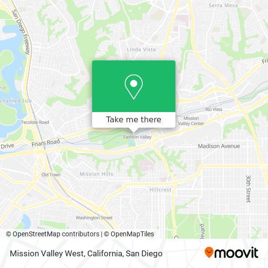 Mission Valley West, California map