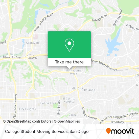 College Student Moving Services map