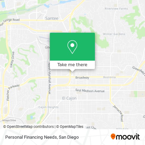 Personal Financing Needs map