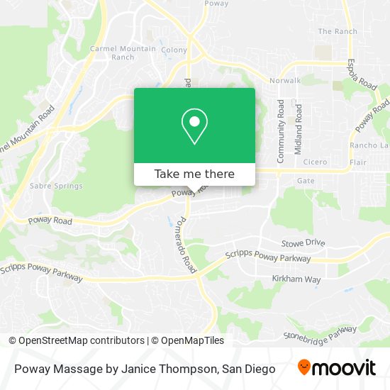 Poway Massage by Janice Thompson map