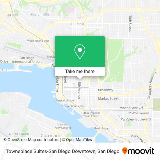Mapa de Towneplace Suites-San Diego Downtown