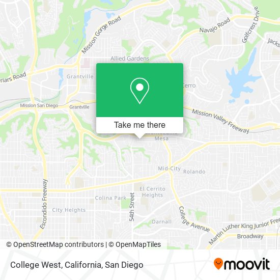 College West, California map