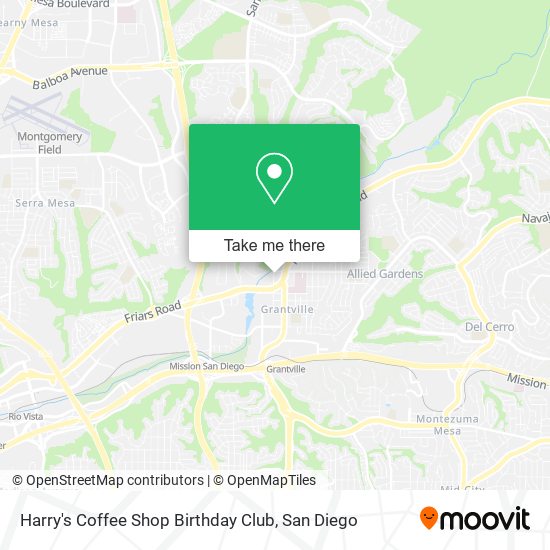 Harry's Coffee Shop Birthday Club map