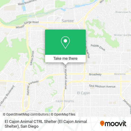 Mapa de El Cajon Animal CTRL Shelter