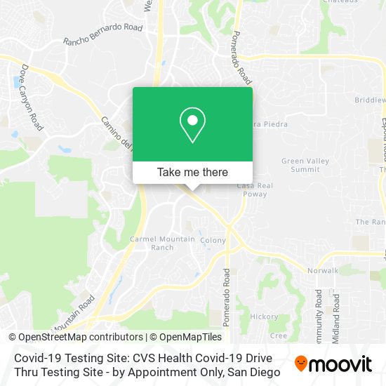 Mapa de Covid-19 Testing Site: CVS Health Covid-19 Drive Thru Testing Site - by Appointment Only