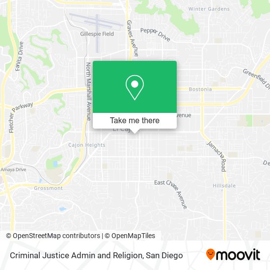 Mapa de Criminal Justice Admin and Religion