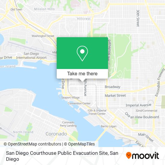 Mapa de San Diego Courthouse Public Evacuation Site
