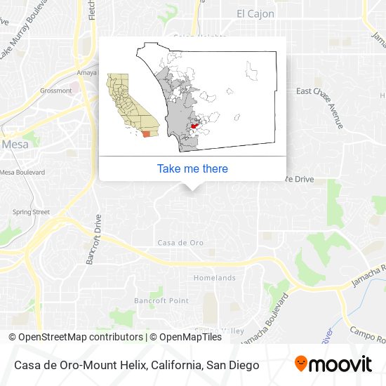 Casa de Oro-Mount Helix, California map