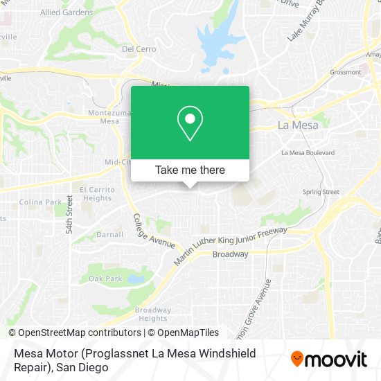 Mapa de Mesa Motor (Proglassnet La Mesa Windshield Repair)