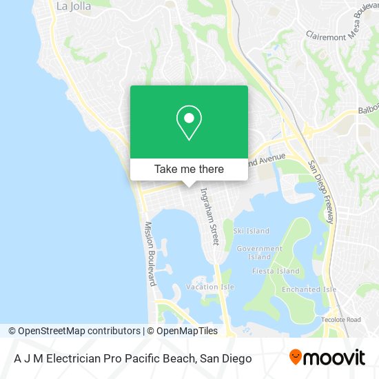 Mapa de A J M Electrician Pro Pacific Beach