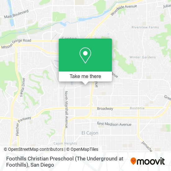 Mapa de Foothills Christian Preschool (The Underground at Foothills)