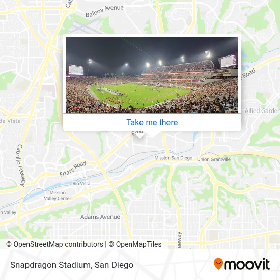 Snapdragon Map ¿Cómo llegar a Snapdragon Stadium en San Diego en autobús o tranvía?
