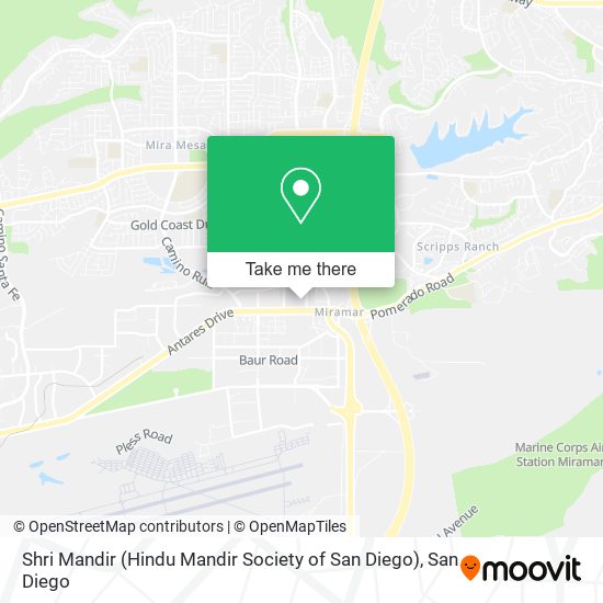 Shri Mandir (Hindu Mandir Society of San Diego) map