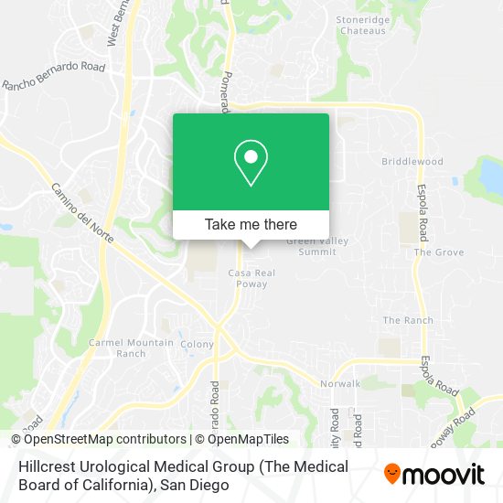 Mapa de Hillcrest Urological Medical Group (The Medical Board of California)