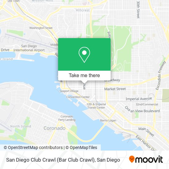 Mapa de San Diego Club Crawl (Bar Club Crawl)