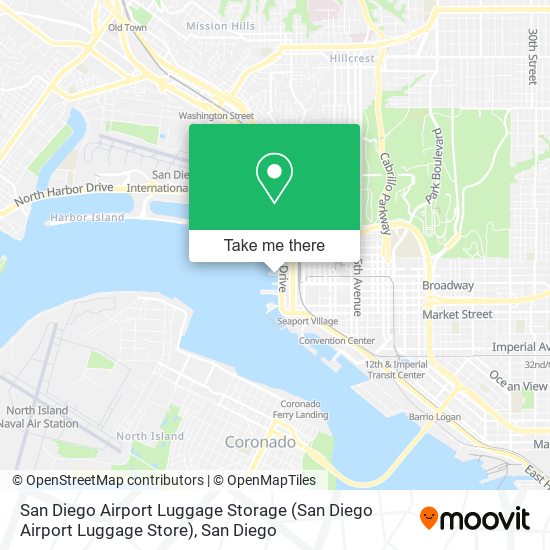 Mapa de San Diego Airport Luggage Storage
