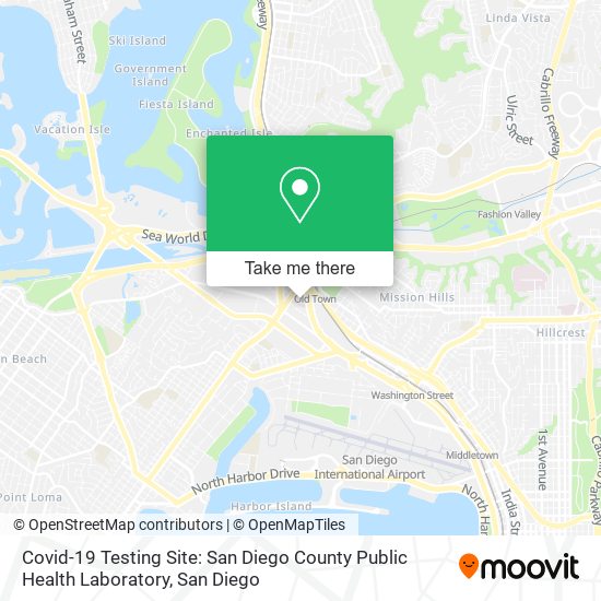 Mapa de Covid-19 Testing Site: San Diego County Public Health Laboratory