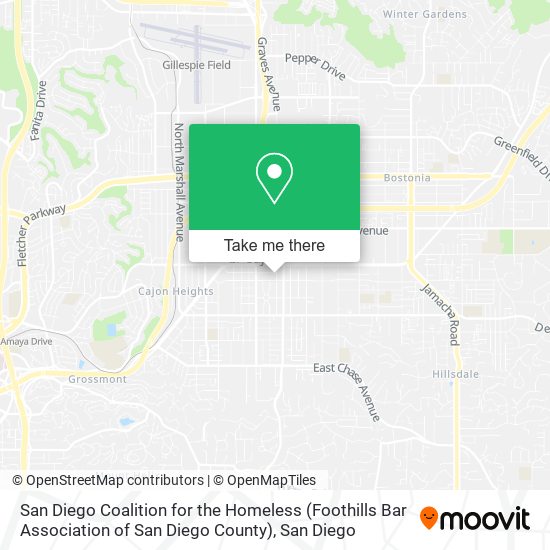 Mapa de San Diego Coalition for the Homeless (Foothills Bar Association of San Diego County)