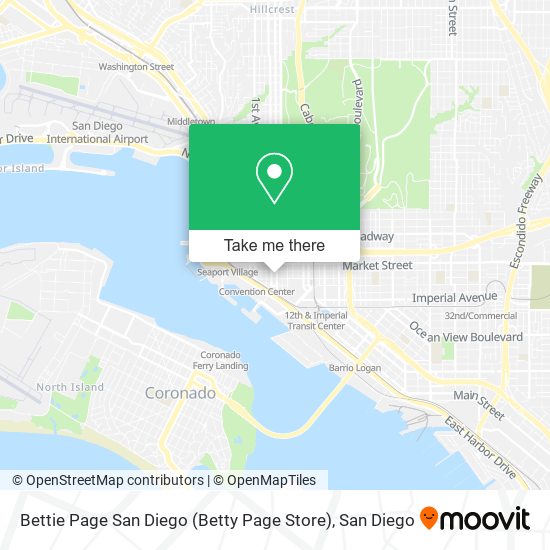 Mapa de Bettie Page San Diego (Betty Page Store)