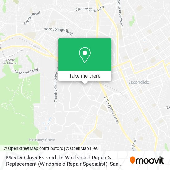 Mapa de Master Glass Escondido Windshield Repair & Replacement (Windshield Repair Specialist)