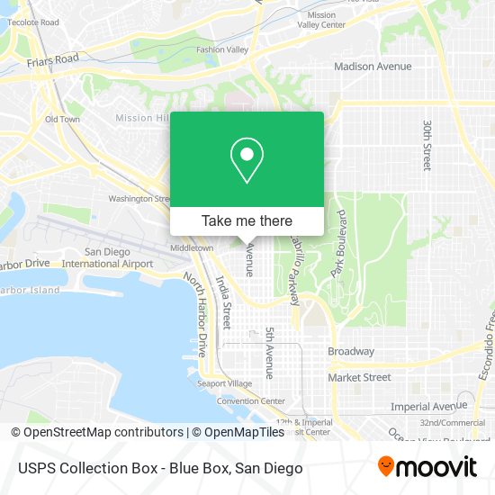 Mapa de USPS Collection Box - Blue Box