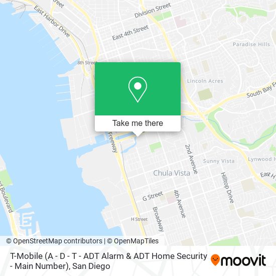 T-Mobile (A - D - T - ADT Alarm & ADT Home Security - Main Number) map