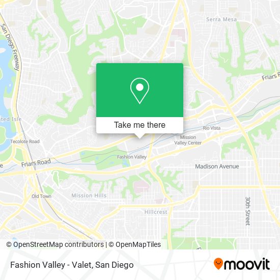 Mapa de Fashion Valley - Valet