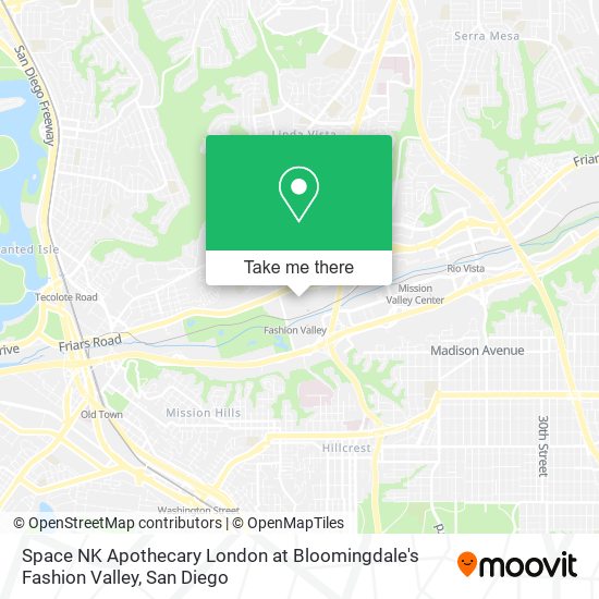 Space NK Apothecary London at Bloomingdale's Fashion Valley map