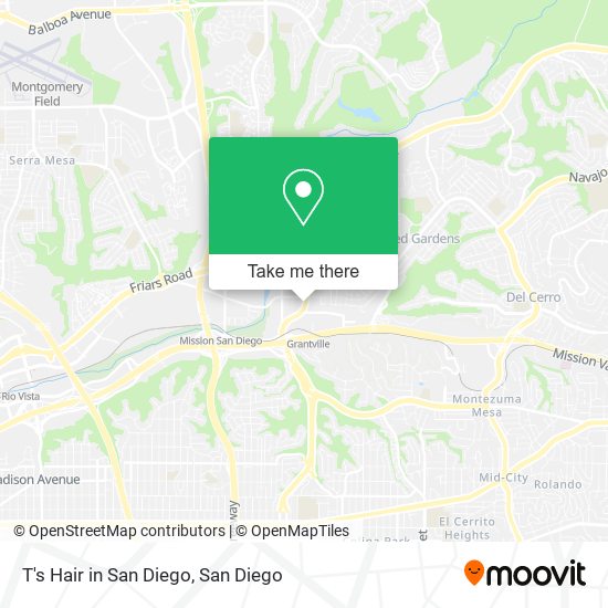 Mapa de T's Hair in San Diego