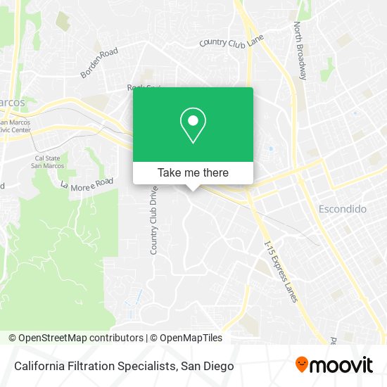 Mapa de California Filtration Specialists