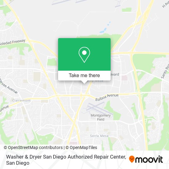 Washer & Dryer San Diego Authorized Repair Center map