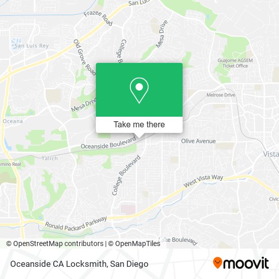 Mapa de Oceanside CA Locksmith